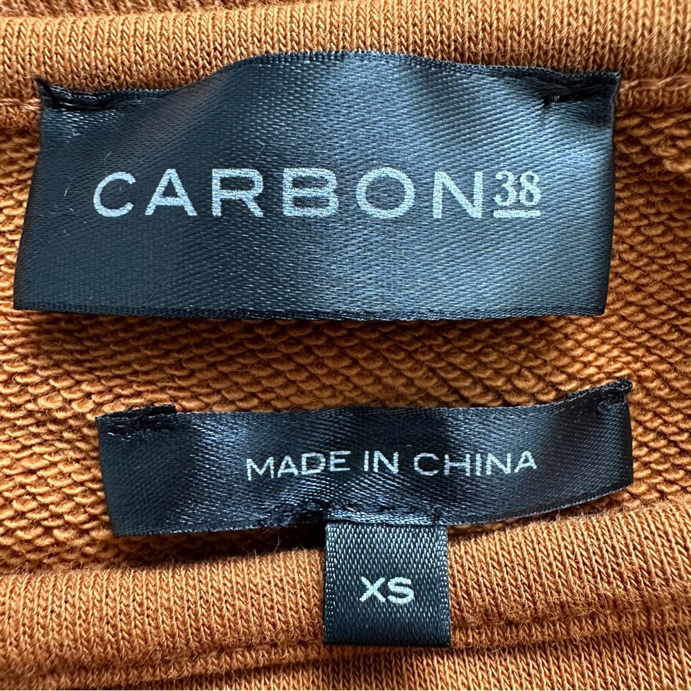 Carbon38 Sweatshirt Macrame Shoulder Pullover Long Sleeve Caramel Cafe XS - Picture 9 of 14